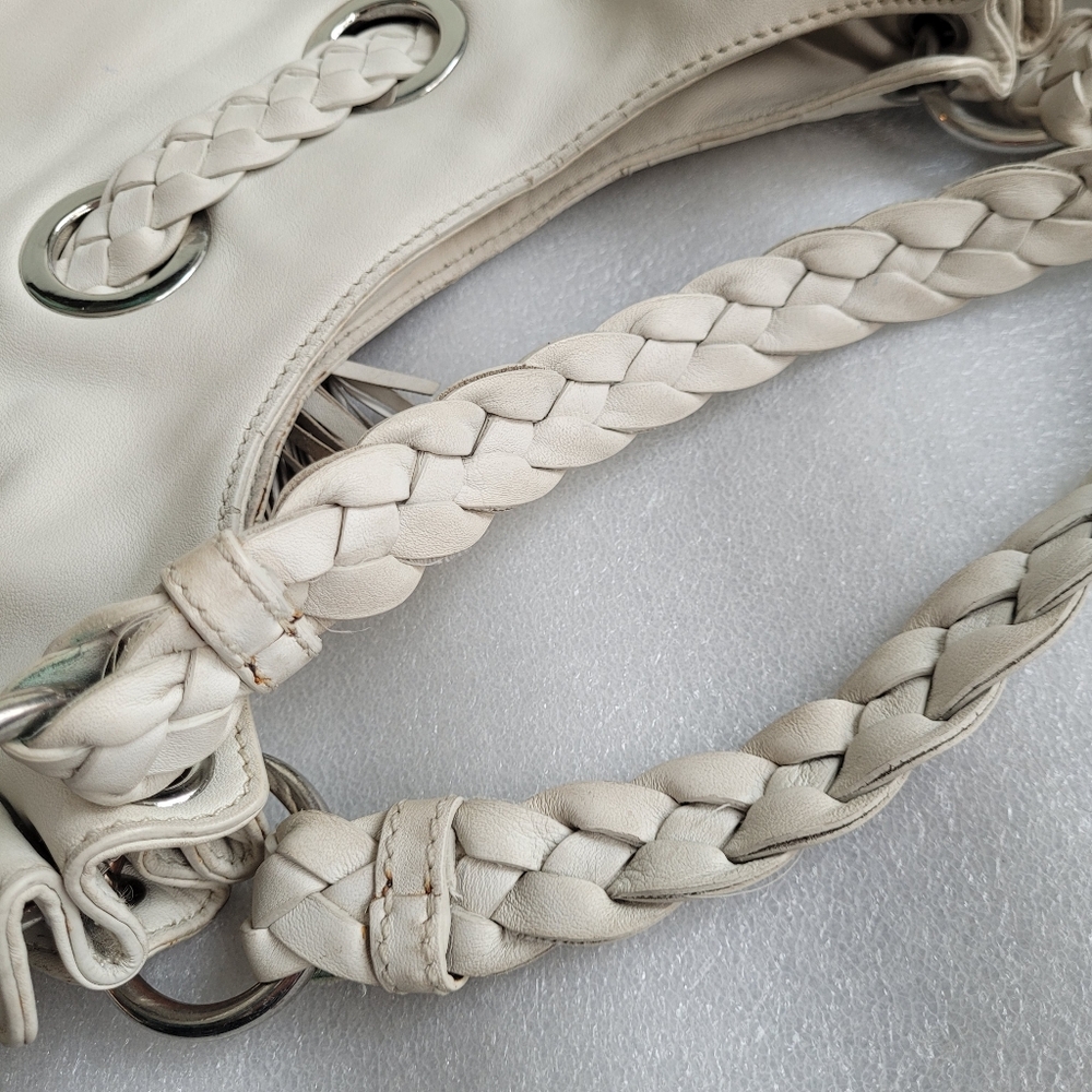 Michael Kors Camden Slouchy Leather Hobo Bag Braided Straps Off-White - Picture 11 of 16